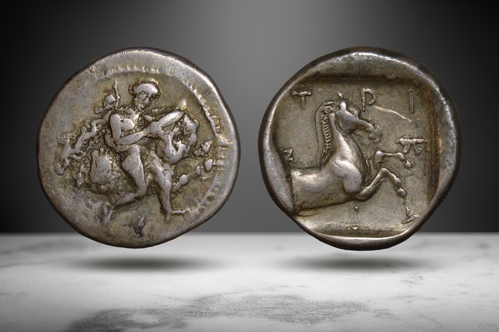 Thessaly, Trikka AR Hemidrachm (Thessalos/bridled horse, BCD Thessaly II 769 var.) coins ancient to greek thessaly trikka ar hemidrachm thessalos bridled horse bcd thessaly ii 769 var