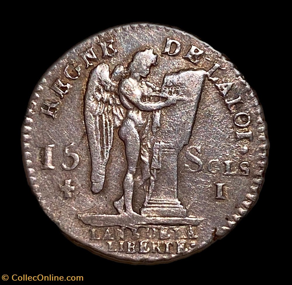 LOUIS XVI (MONARQUE CONSTITUTIONNEL) 15 sols dit "au génie", type FRANCOIS 1791 Limoges monnaies europe medievale france royales louis xvi monarque constitutionnel 15 sols dit au genie type francois 1791 limoges