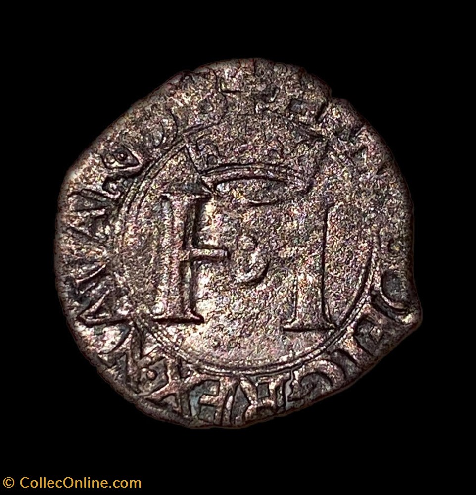 NAVARRE-BÉARN -HENRI II A L'H COURONNEE ET A LA CROISETTE LIARD monnaies europe medievale france feodales navarre bearn henri ii a h couronnee et a la croisette liard