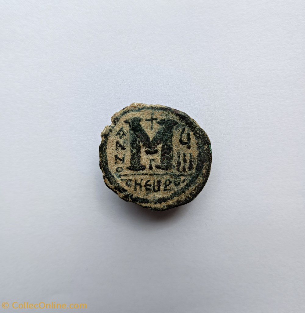 Follis pour Justin II monnaies empire byzantin a d anastase maurice tibere follis pour justin ii