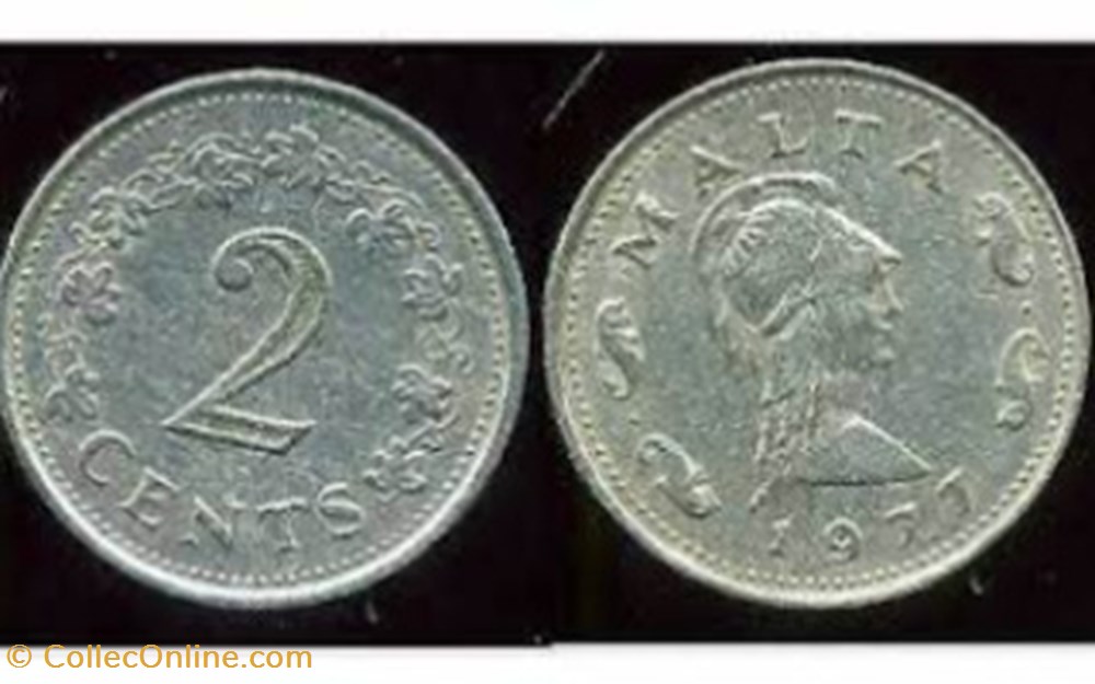 monnaies monde 2 cents malte 1977