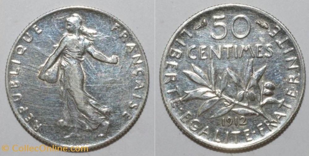 monnaies monde france 50 cts marrianne 1912