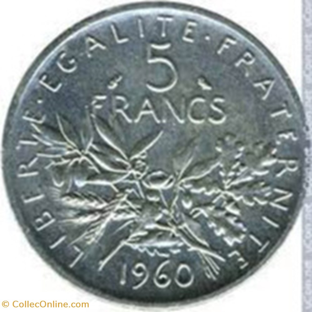 valeur pièce 5 francs argent 1960