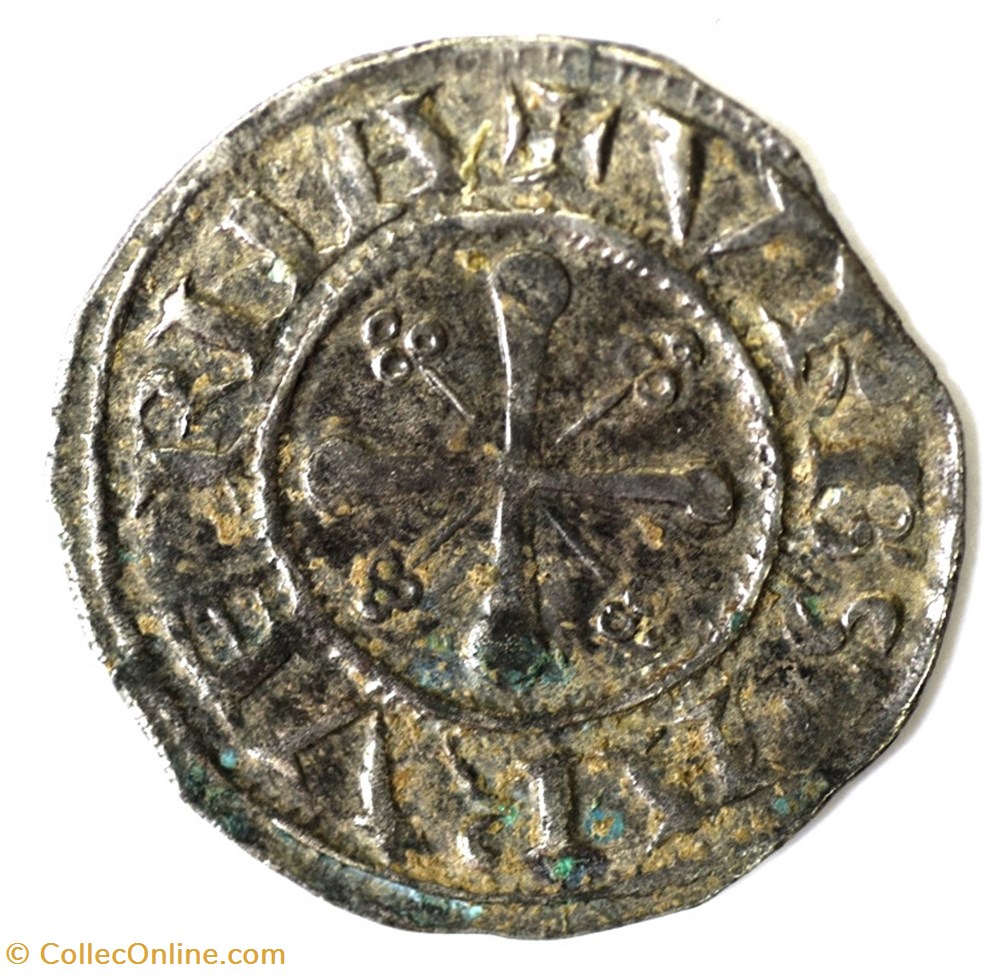 Auvergne Clermont Denier anonyme monnaies europe medievale france feodales auvergne clermont denier anonyme