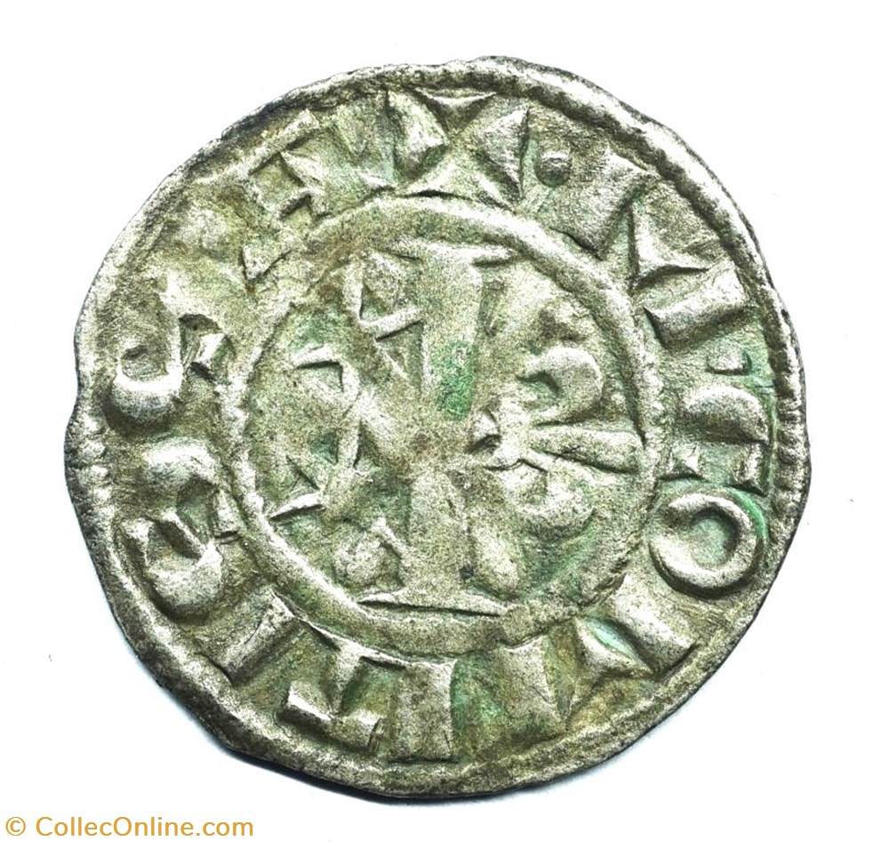 Nivernais Nevers Denier Mahaut II monnaies europe medievale france feodales nivernais nevers denier mahaut ii