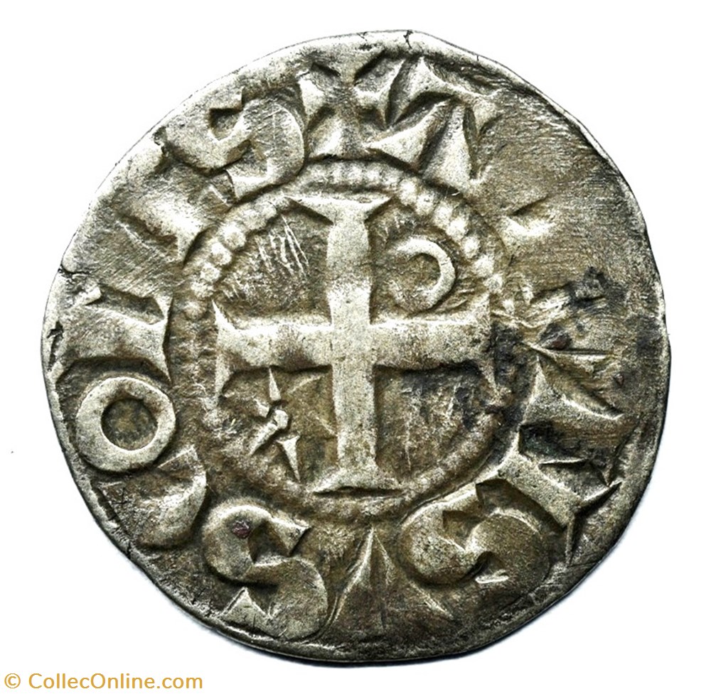 Auvergne Riom Denier Alphonse de France monnaies europe medievale feodales auvergne riom denier alphonse de france