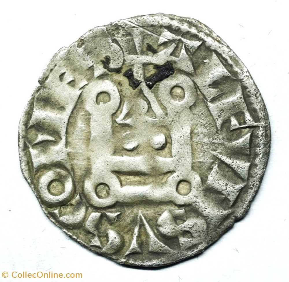 Auvergne Riom Denier Alphonse de France monnaies europe medievale feodales auvergne riom denier alphonse de france