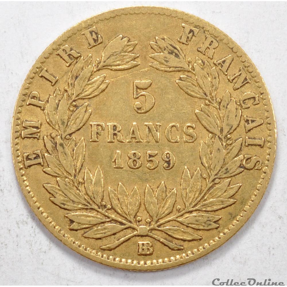 5 franc Napoleon III tete nue 1859 monnaie france moderne 5 franc napoleon iii tete nue 1859
