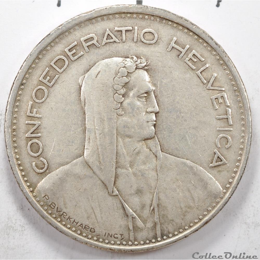 5 Franc Berger 1948 monnaie monde suisse 5 franc berger 1948