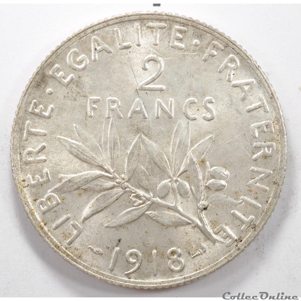 2 Franc Semeuse 1918 monnaie france moderne 2 franc semeuse 1918