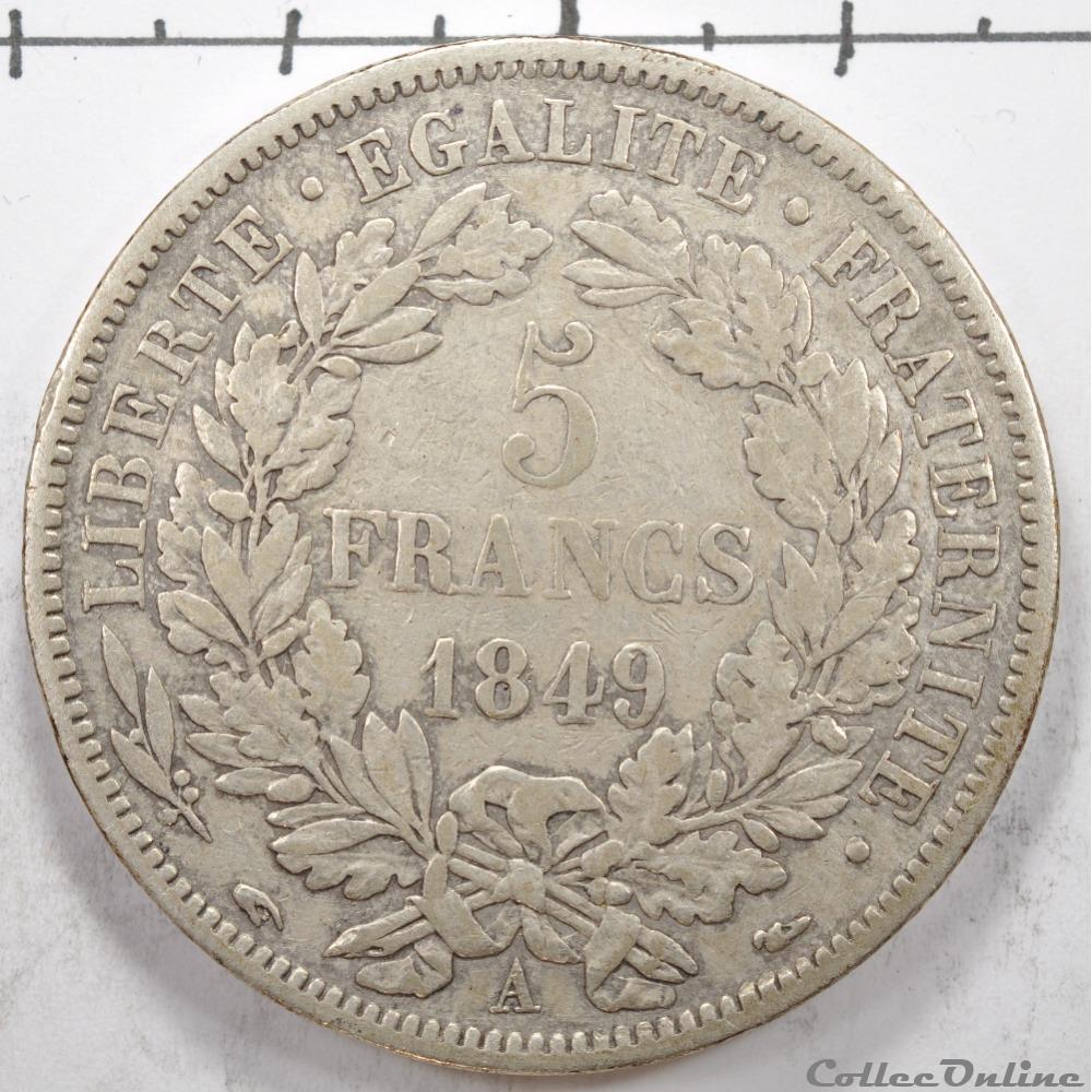 5 Franc Céres 1er type 2e république 1849 monnaie france moderne 5 franc ceres 1er type 2e republique 1849