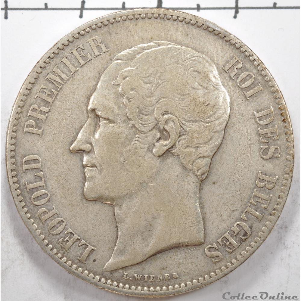 5 Franc Léopold I 1851 monnaie monde belgique 5 franc leopold i 1851