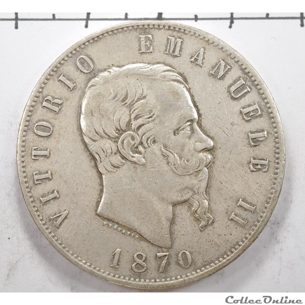 5 Lire Vittorio Emanuele II 1870 monnaie monde italie 5 lire vittorio emanuele ii 1870