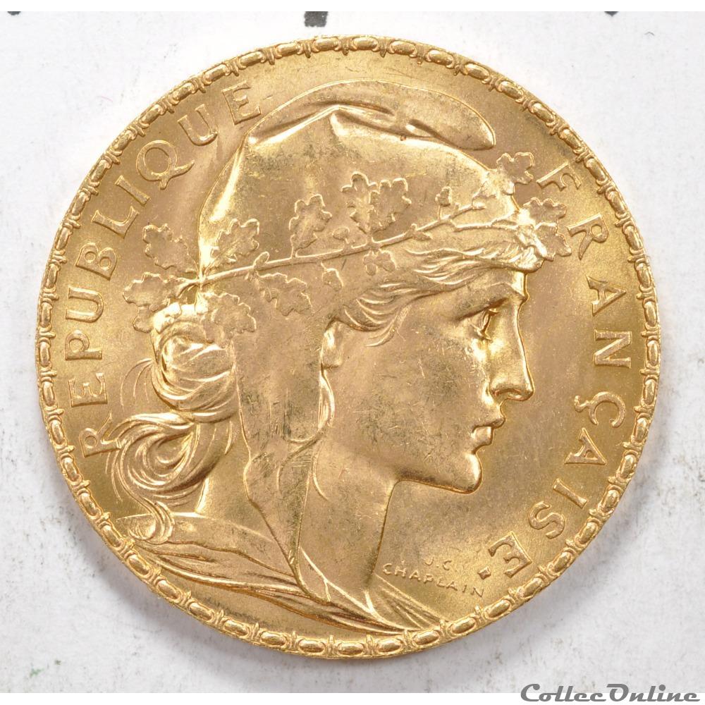 20 franc Coq liberté égalité fraternité 1909 monnaie france moderne 20 franc coq liberte egalite fraternite 1909
