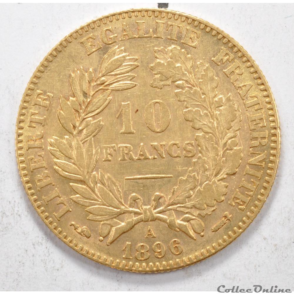 10 franc Napoleon III tete Laurée 1896 monnaie france moderne 10 franc napoleon iii tete lauree 1896