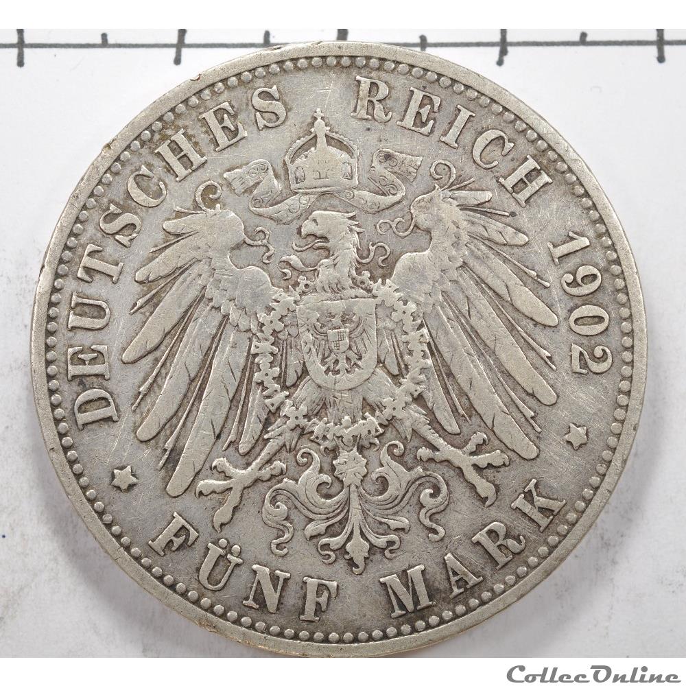 5 Deutchmark Wilhelm III Deutcher Kaiser 1902 monnaie monde allemagne 5 deutchmark wilhelm iii deutcher kaiser 1902