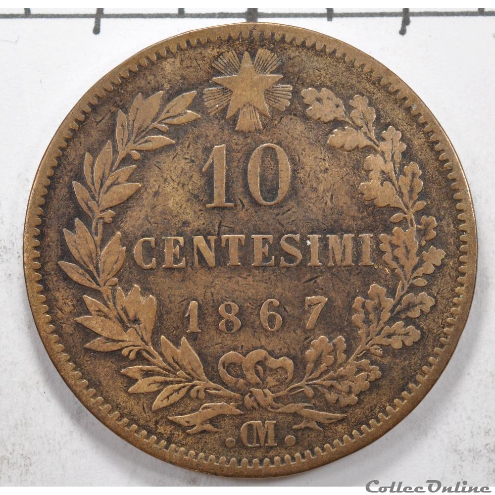 10 centesimi Vittorio Emanuele II 1867 monnaie monde italie 10 centesimi vittorio emanuele ii 1867