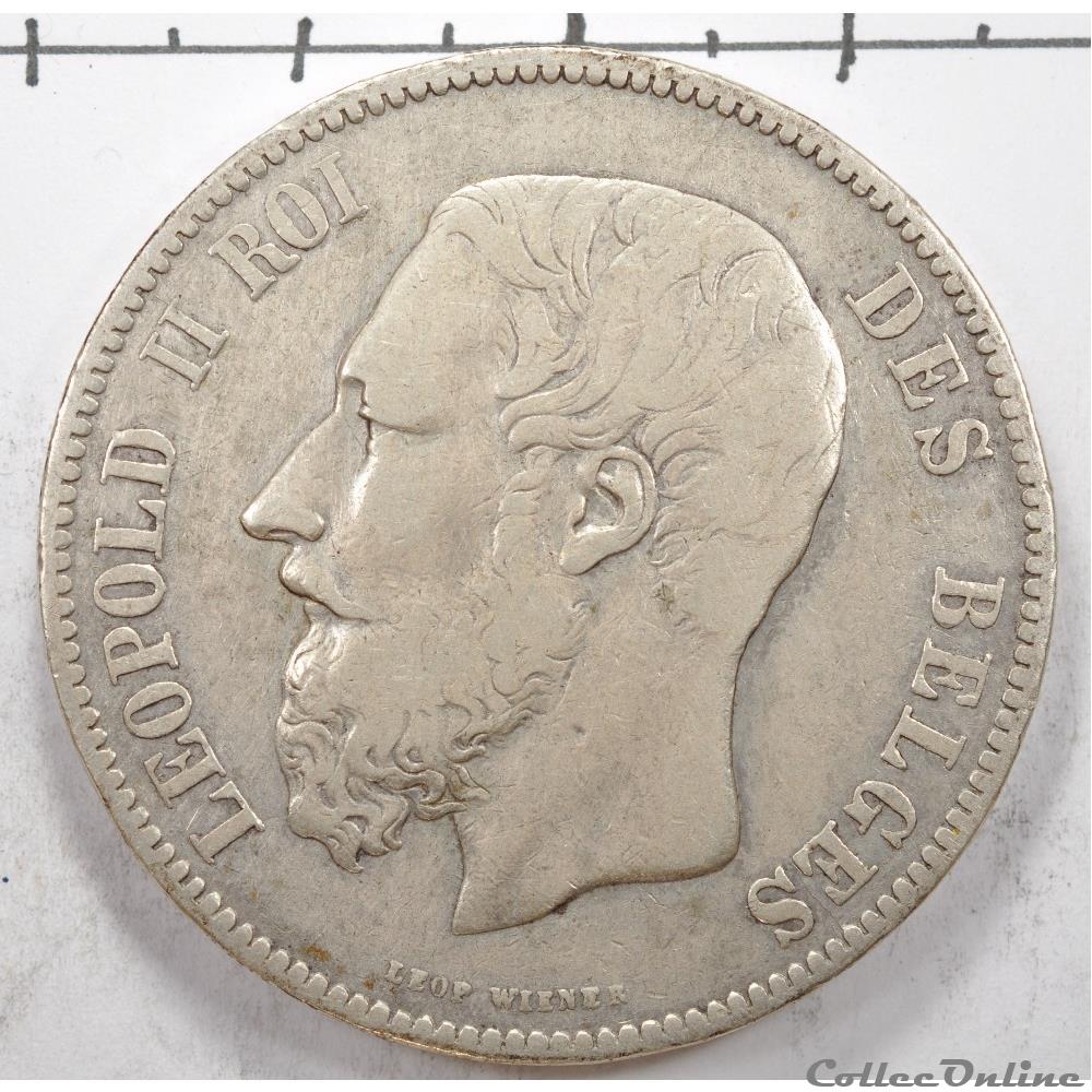5 Franc Leopold II 1873 monnaie monde belgique 5 franc leopold ii 1873