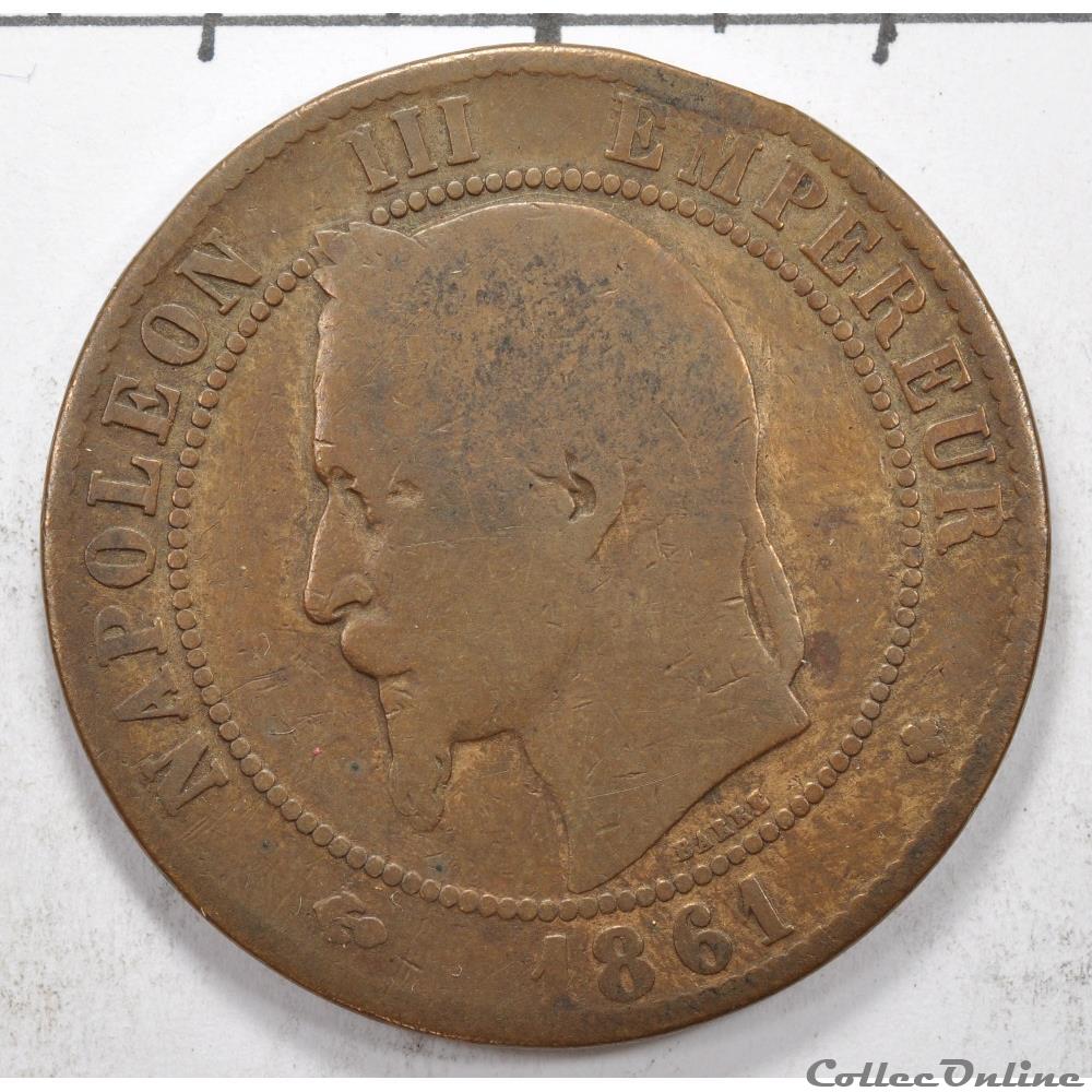 10 centimes Napoleon III tete Laurée 1861 France monnaie moderne 10 centimes napoleon iii tete lauree 1861 france