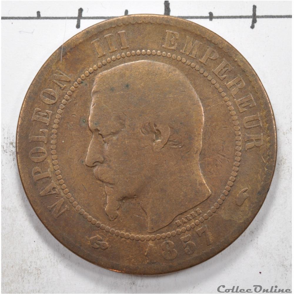 10 centimes franc Napoléon III tete nue 1857 France monnaie moderne 10 centimes franc napoleon iii tete nue 1857 france