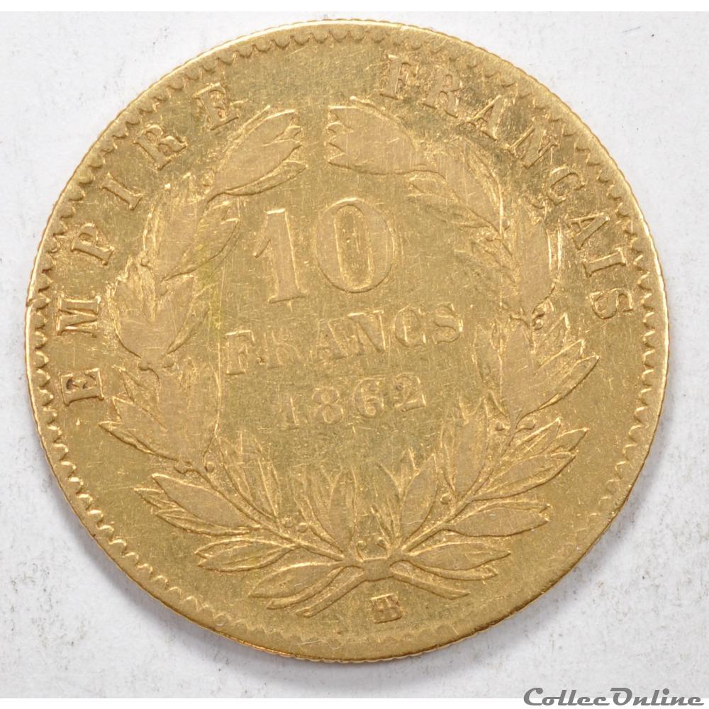 10 franc Napoleon III tete Laurée 1862 monnaie france moderne 10 franc napoleon iii tete lauree 1862