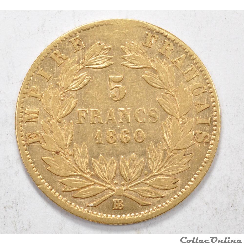 5 franc Napoleon III tete nue 1860 monnaie france moderne 5 franc napoleon iii tete nue 1860