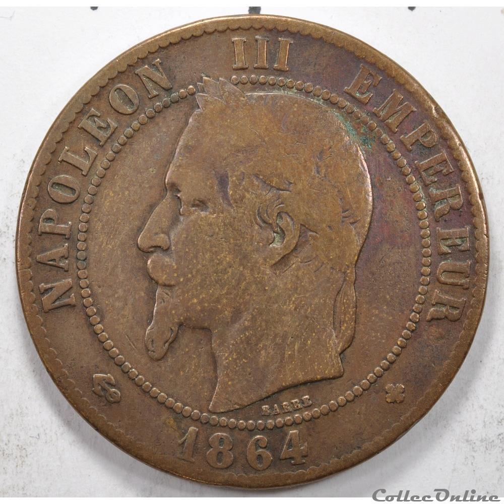 10 centimes Napoleon III tete Laurée 1864 monnaie france moderne 10 centimes napoleon iii tete lauree 1864