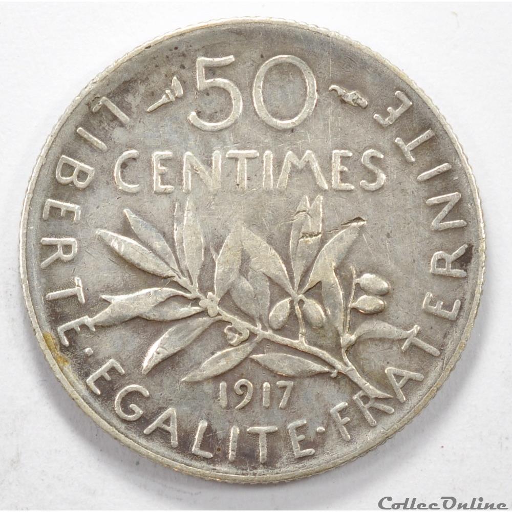 50 centimes Semeuse 1917 monnaie france moderne 50 centimes semeuse 1917