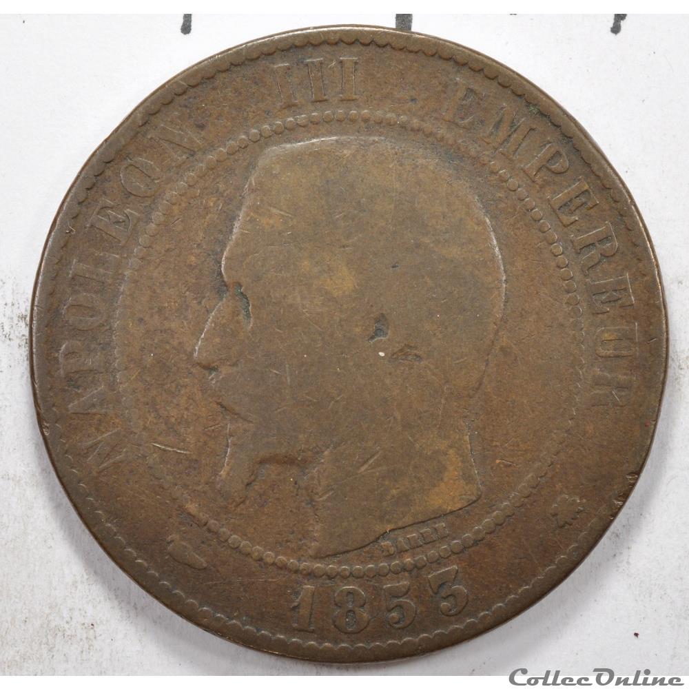 monnaie moderne 10 centimes napoleon iii tete nue 1853 france