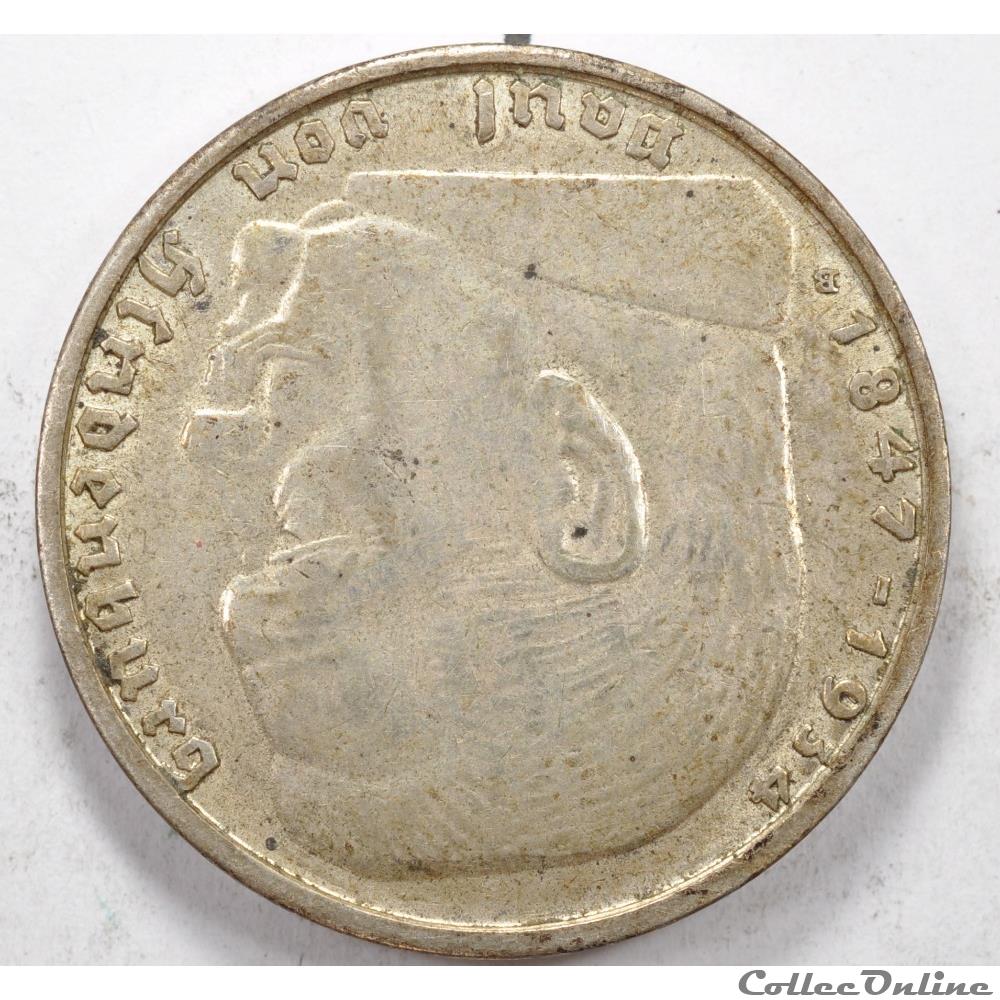 2 reichsmark 3e Reich 1938 monnaie monde allemagne 2 reichsmark 3e reich 1938