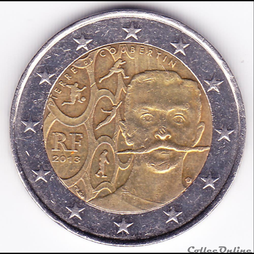 monnaie france piece 2 euros 150e anni naissance fondateur des jo de ere moderne pierre de coubertin