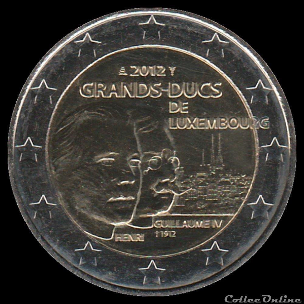 Pièce 2 euros. 100ième anniversaire de la mort du Grand-Duc Guillaume IV monnaie luxembourg piece 2 euros 100ieme anniversaire de la mort du grand duc guillaume iv