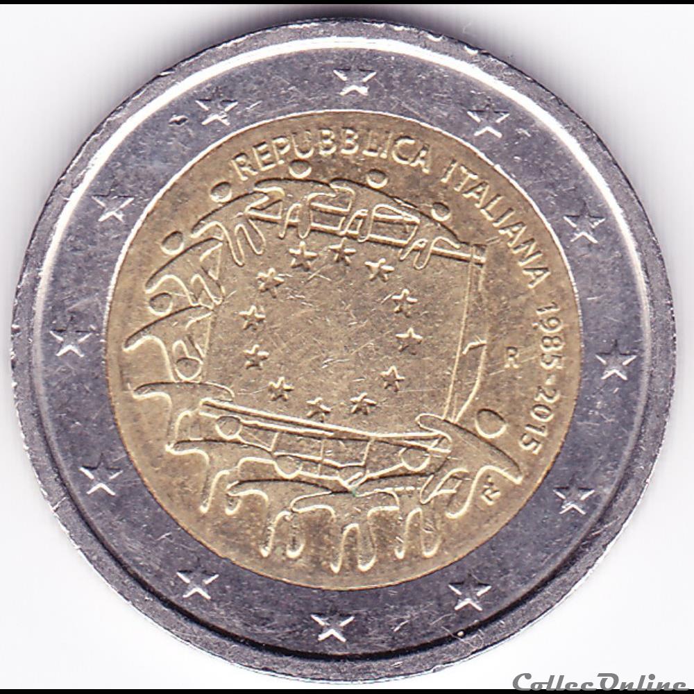 monnaie piece 2 30e anniversaire du drapeau europeen piece italienne
