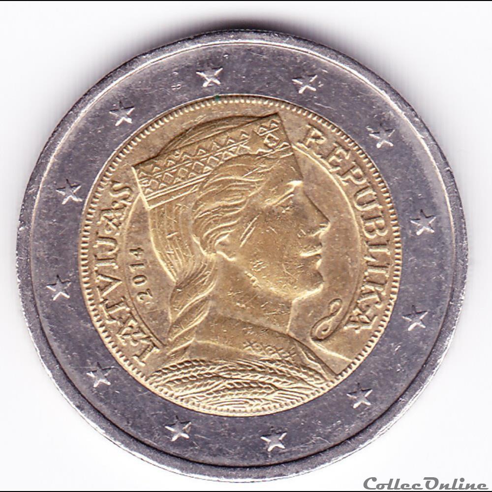 monnaie euro piece 2 milda allegorie de la lettonie