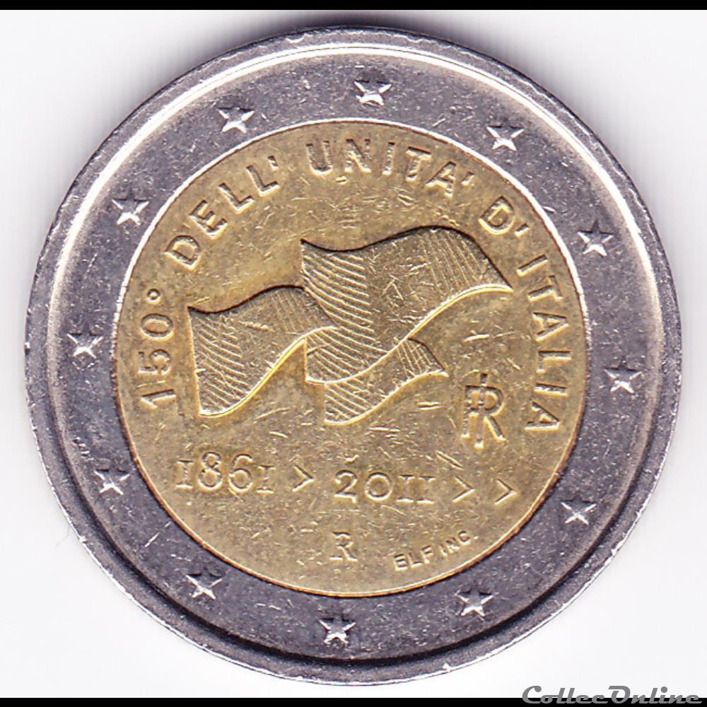 Pièce 2€. 150e anniversaire de l'unification italienne monnaie euro piece 2 150e anniversaire de unification italienne