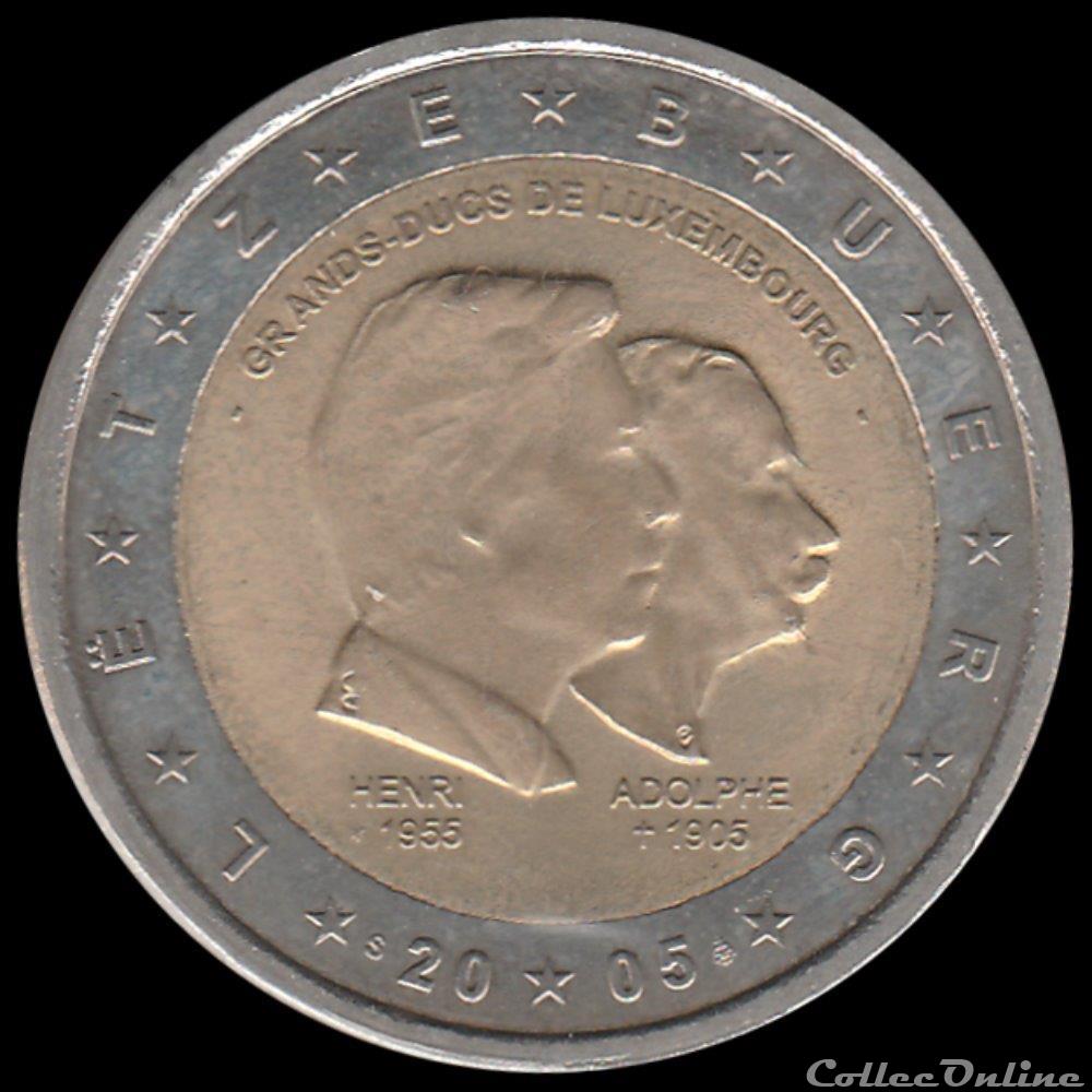 monnaie luxembourg piece 2 euros 50ieme anni du grand duc henri et 100e anni de la mort du grand duc adolphe