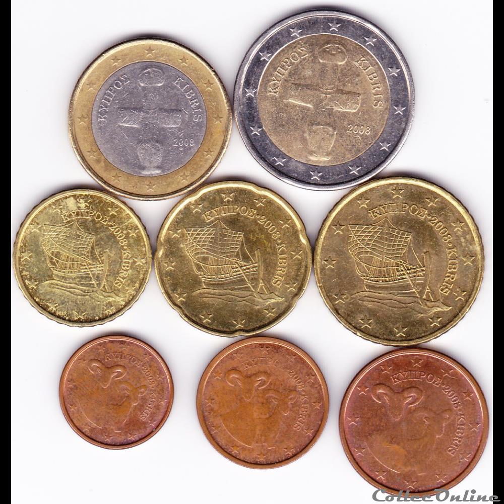 Série courante complète Chypre monnaie euro serie courante complete chypre