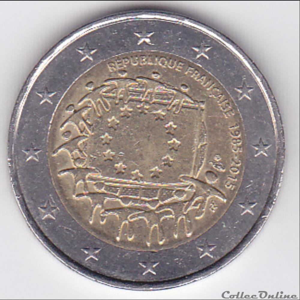 monnaie france piece 2 euros 30e anniversaire du drapeau europeen piece francaise