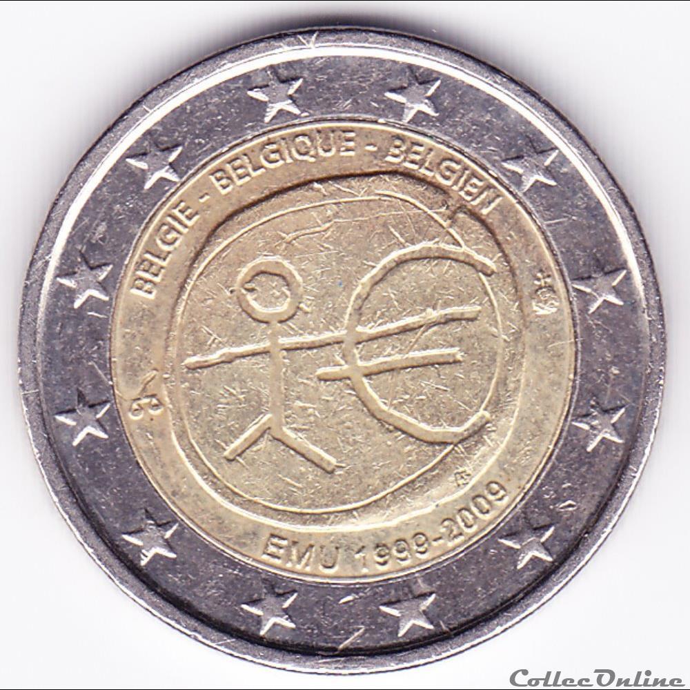 monnaie belgique piece 2 euros 10e anniversaire de union economique et monetaire