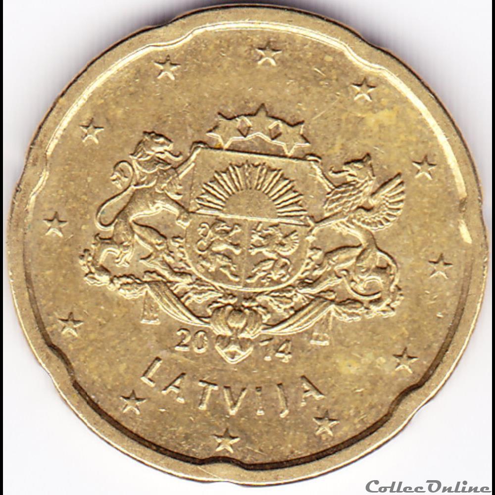 monnaie piece euros 20cts les grandes armoiries de la lettonie
