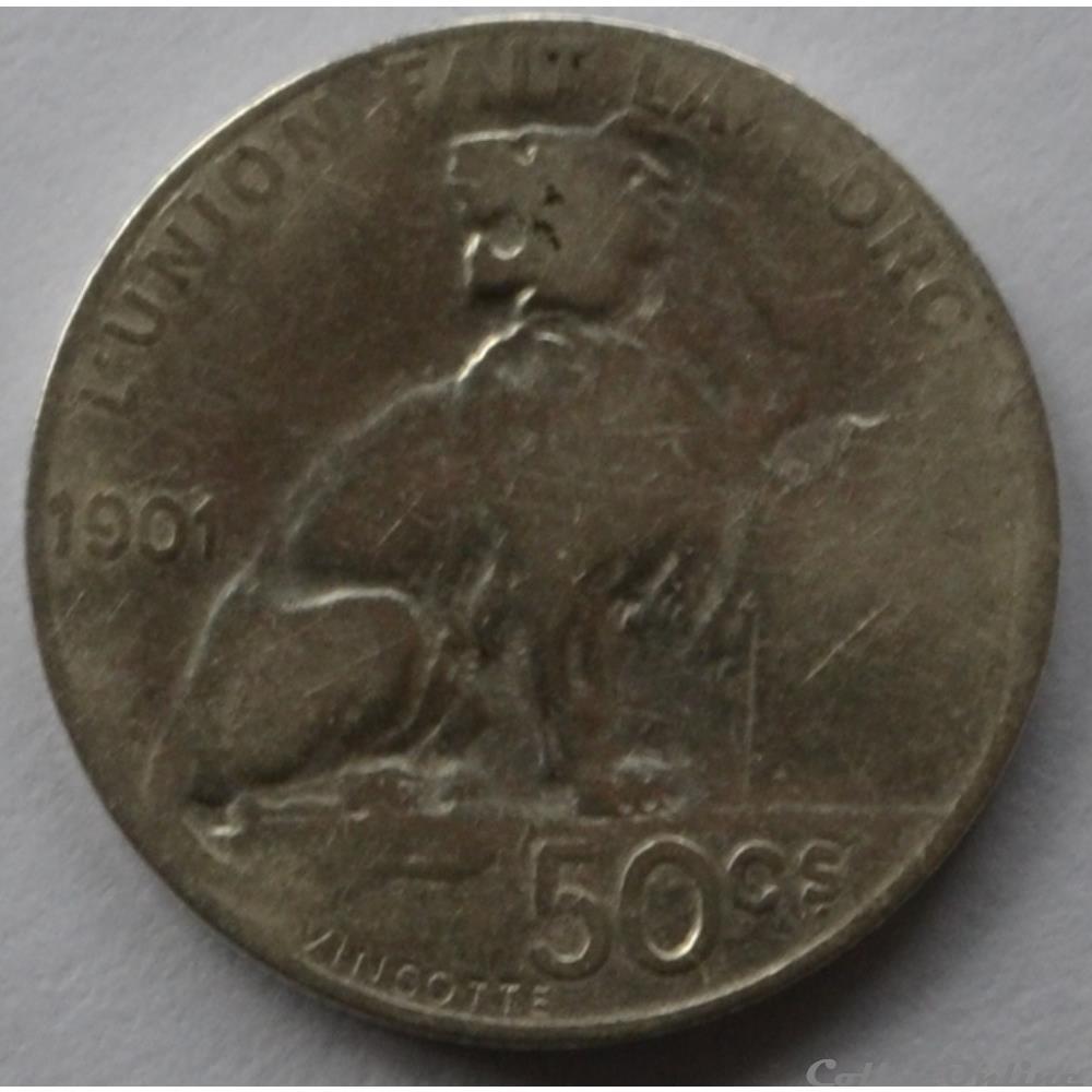 50 centimes 1901 monnaie monde belgique 50 centimes 1901