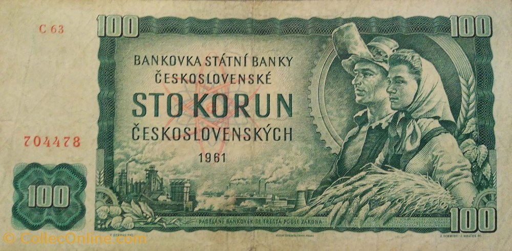 100 Kčs banknote europe czechoslovakium 100 kcs
