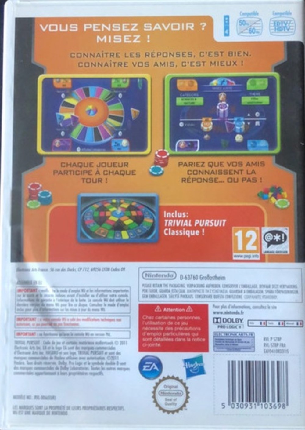 2011 - ??? - Trivial Pursuit Casual wii - jeu vidéo jeux societe jouets 2011 trivial pursuit casual wii jeu video