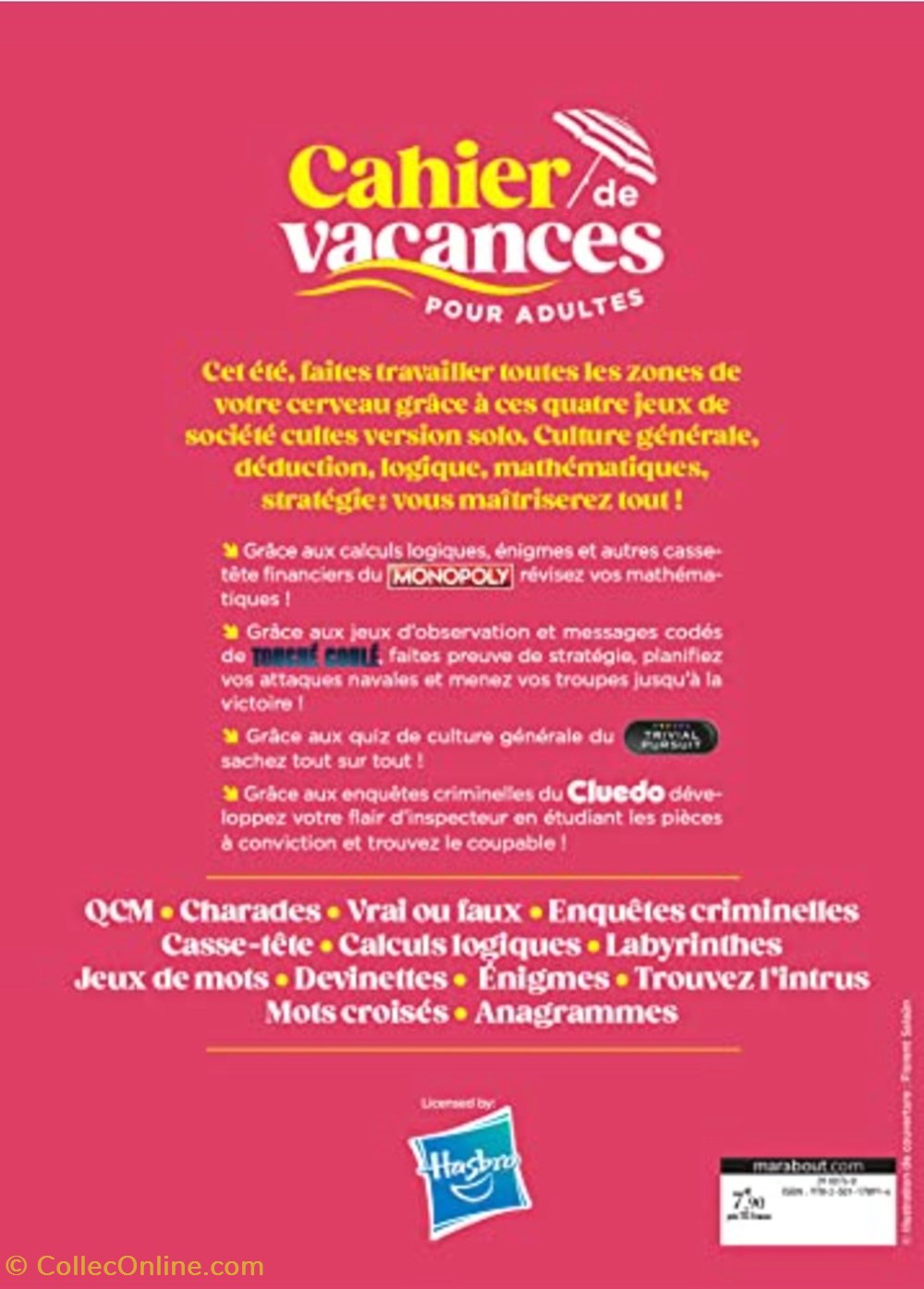 jeux societe jouets 2023 trivial pursuit cahier de vacances pour adultes livre