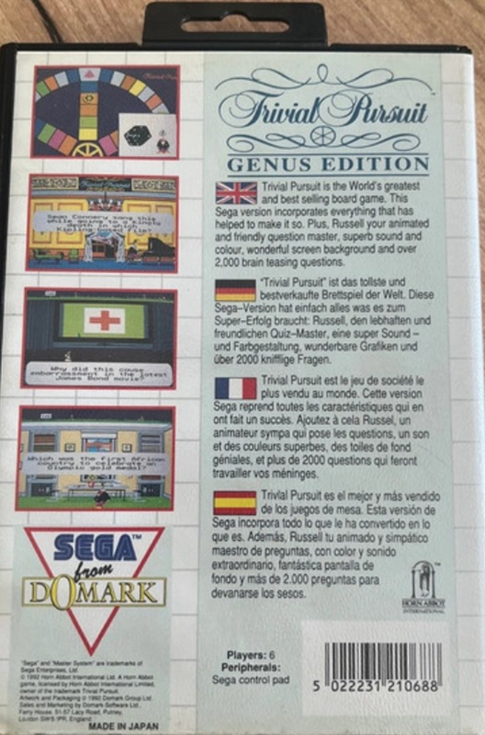 jeux societe jouets 1992 genus edition sega jeu video