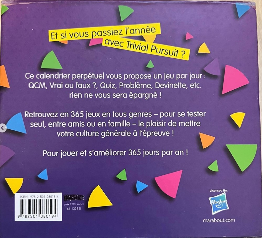 2012 - Calendrier perpétuel jeux de societe jouets 2012 calendrier perpetuel