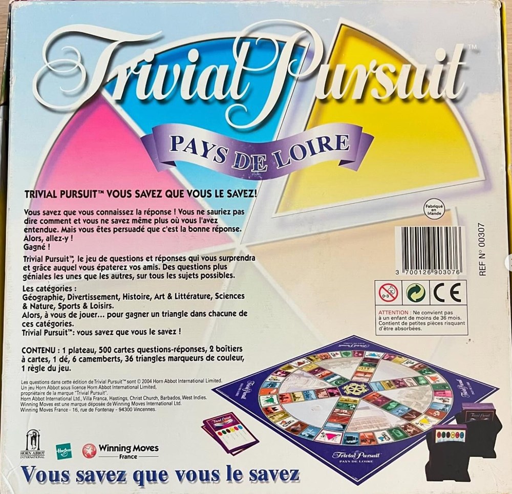 2004 - Trivial Pursuit Edition Pays de la Loire - complet jeux societe jouets 2004 trivial pursuit edition pays de la loire complet