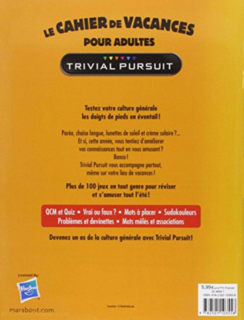 jeux societe jouets 2015 trivial pursuit cahier de vacances pour adultes livre