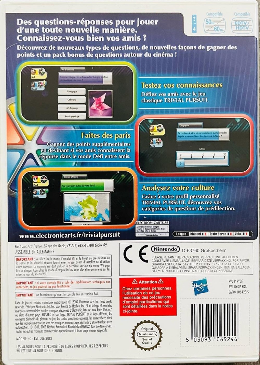 2009 - Trivial Pursuit Wii - jeu vidéo jeux societe jouets 2009 trivial pursuit wii jeu video