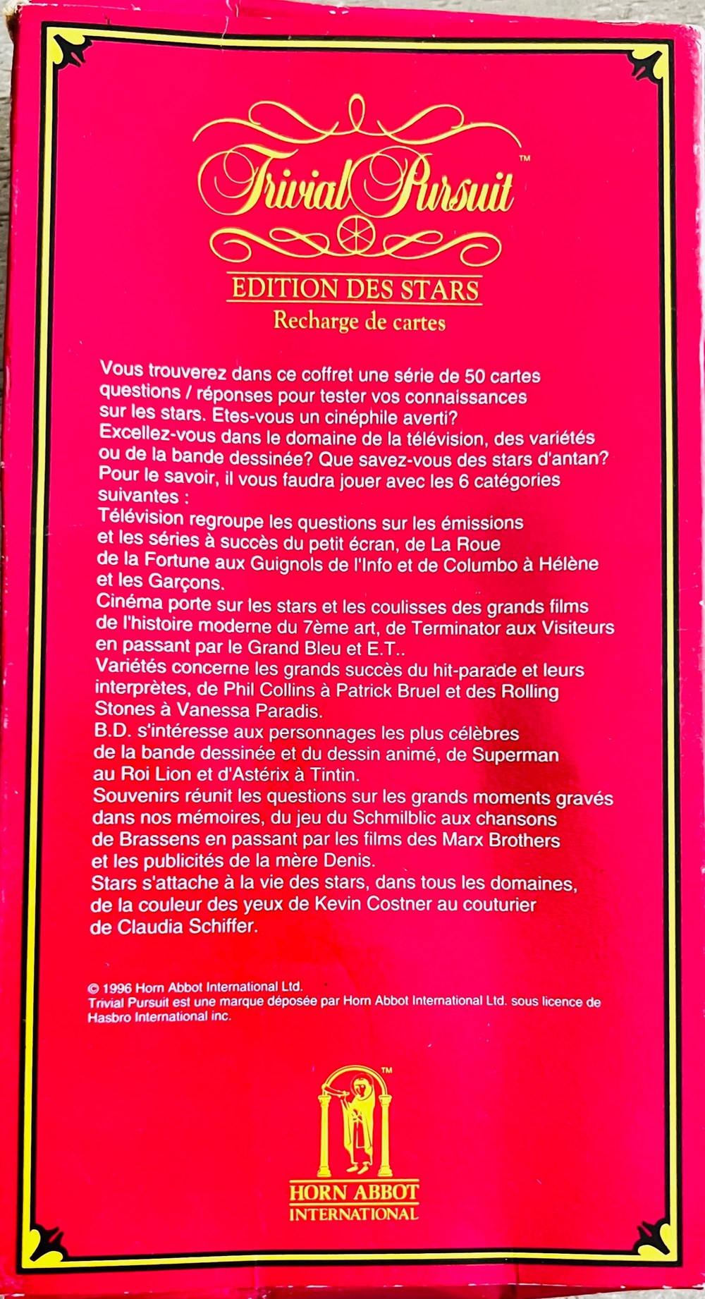 1996 - trivial Pursuit Édition de Stars série 1 - recharge jeux societe jouets 1996 trivial pursuit edition de stars serie 1 recharge